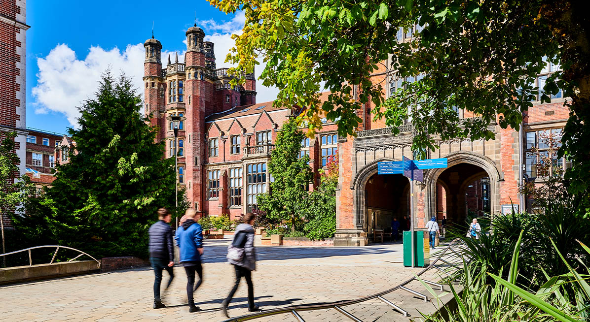 Students walking through the Newcastle campus